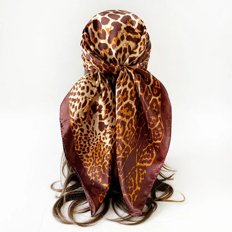 Leopard Print Silk Square Scarf