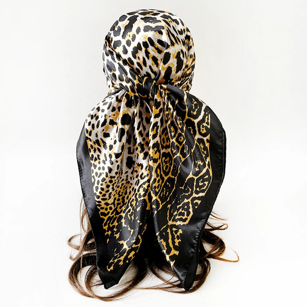 Leopard Print Silk Square Scarf