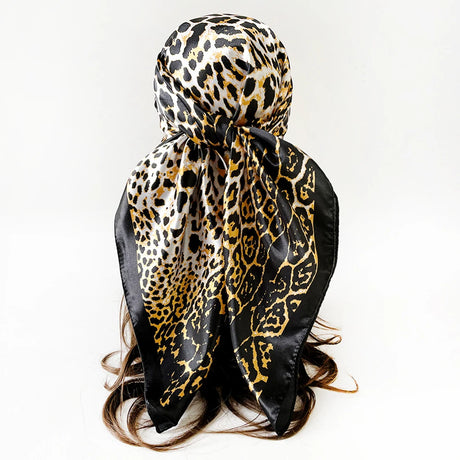 Leopard Print Silk Square Scarf