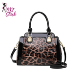 Leopard Stone Patterned Large Capacity Handbag Sassy Chick Logo