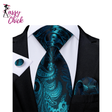 Light Blue Paisley Handkerchief Cufflinks Striped Silk Sassy Chick Logo