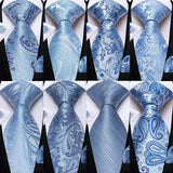 Collection of Light Blue Paisley Handkerchief Cufflinks Striped Silk