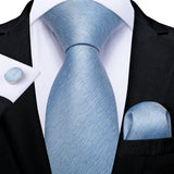 Light Blue Paisley Handkerchief Cufflinks Striped Silk