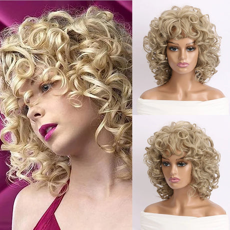 Blonde Light Gold Short Curly Synthetic Wig