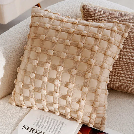 Light luxury brown pillow cover with French stamping design for home décor