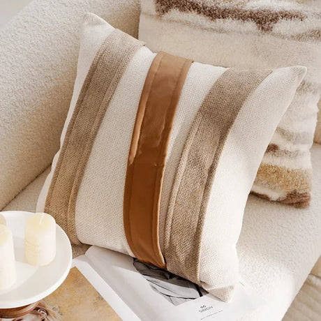 Light luxury brown pillow cover with French stamping design for home décor