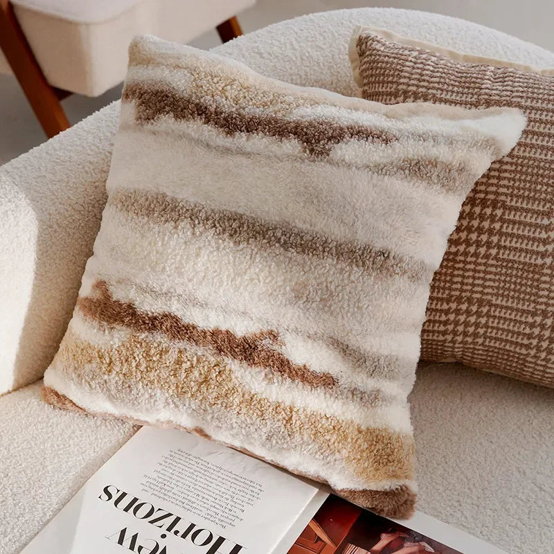 Light luxury brown pillow cover with French stamping design for home décor