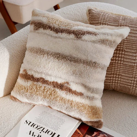 Light luxury brown pillow cover with French stamping design for home décor