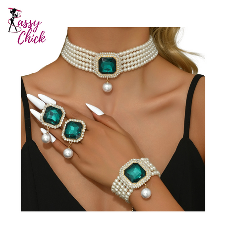 Light Luxury Short Style Imitation Pearl Necklace Set Sassy Chick Logo
