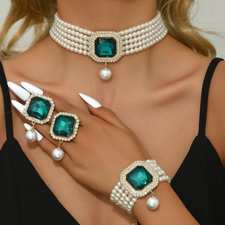 Light Luxury Short Style Imitation Pearl Necklace Set