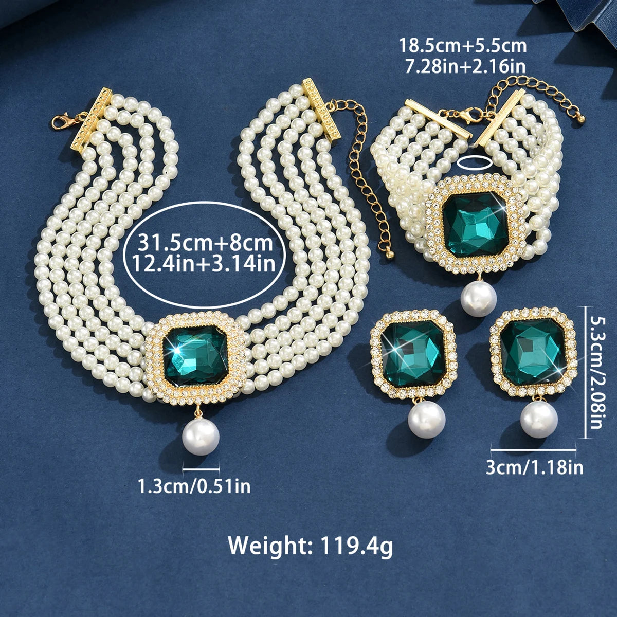 Light Luxury Short Style Imitation Pearl Necklace Set Size