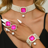 white pink jewelry set 