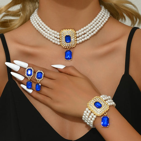white blue jewelry set