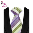Light Purple Color Stripes Floral Jacquard Woven Necktie Sassy Chick Logo