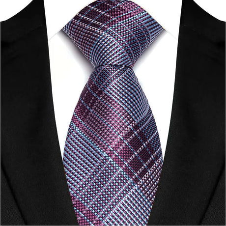 Light Purple Color Stripes Floral Jacquard Woven Necktie