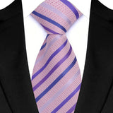 Light Purple Color Stripes Floral Jacquard Woven Necktie