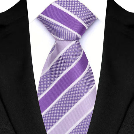 Light Purple Color Stripes Floral Jacquard Woven Necktie