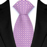 Light Purple Color Stripes Floral Jacquard Woven Necktie