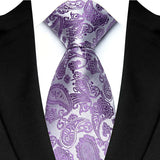 Light Purple Color Stripes Floral Jacquard Woven Necktie