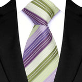 Light Purple Color Stripes Floral Jacquard Woven Necktie