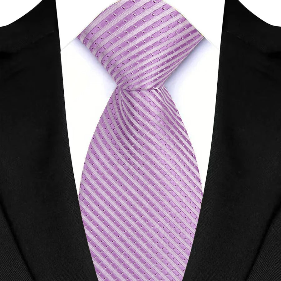 Light Purple Color Stripes Floral Jacquard Woven Necktie
