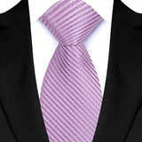 Light Purple Color Stripes Floral Jacquard Woven Necktie
