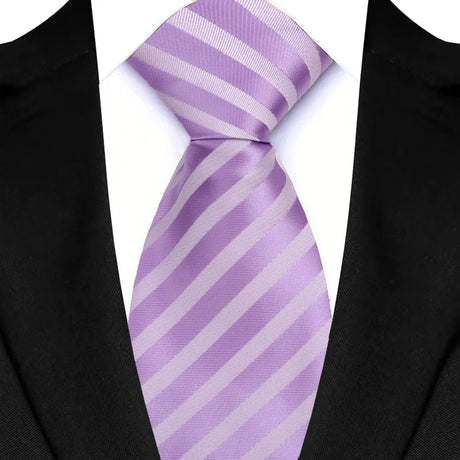 Light Purple Color Stripes Floral Jacquard Woven Necktie