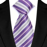 Light Purple Color Stripes Floral Jacquard Woven Necktie