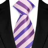 Light Purple Color Stripes Floral Jacquard Woven Necktie
