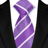 Light Purple Color Stripes Floral Jacquard Woven Necktie