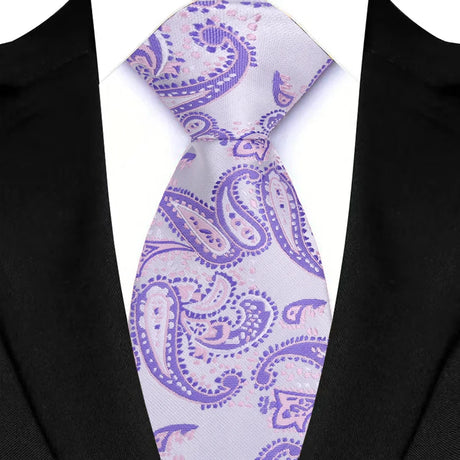 Light Purple Color Stripes Floral Jacquard Woven Necktie
