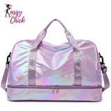 Lightweight Nylon Large Holographic Duffel Bag Sassy Chick Logo