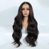 Light Black Long Body Wave 6x4 Pre Plucked Pre Cut Synthetic Lace Front Wigs