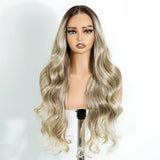 Light Blonde Long Body Wave 6x4 Pre Plucked Pre Cut Synthetic Lace Front Wigs