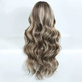 Back of Long Body Wave 6x4 Pre Plucked Pre Cut Synthetic Lace Front Wigs