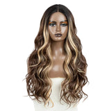 Blonde Brown Long Body Wavy 30" Synthetic Lace Front Wigs