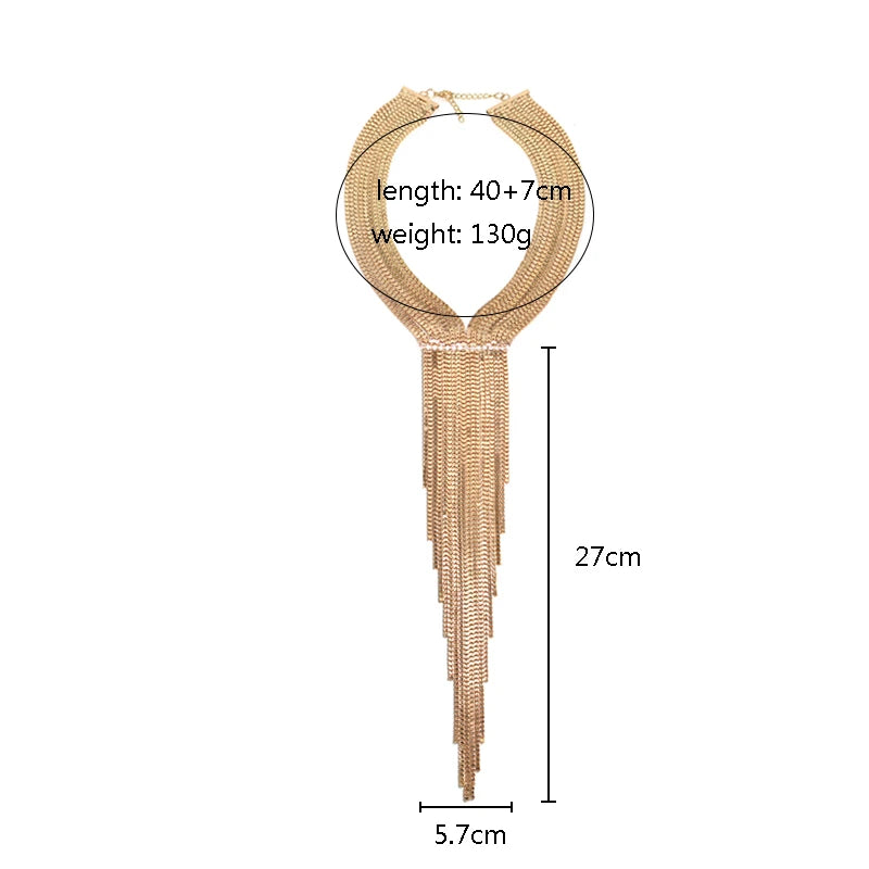 Size of Long Chains Tassel Chunky Maxi Choker Necklace