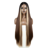 Brown Long Cosplay Lace Wigs 38 Inch Synthetic Lace Front Wigs