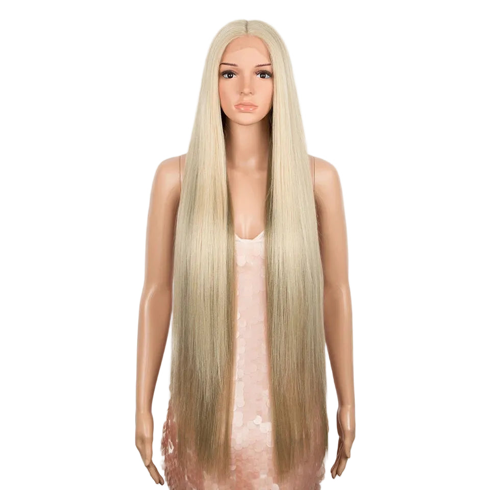 Brown Long Cosplay Lace Wigs 38 Inch Synthetic Lace Front Wigs