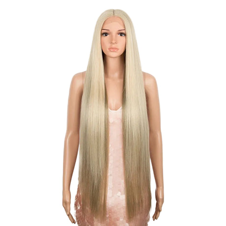 Brown Long Cosplay Lace Wigs 38 Inch Synthetic Lace Front Wigs