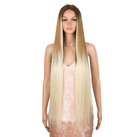 Blonde White Long Cosplay Lace Wigs 38 Inch Synthetic Lace Front Wigs