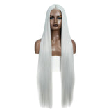 White Long Cosplay Lace Wigs 38 Inch Synthetic Lace Front Wigs