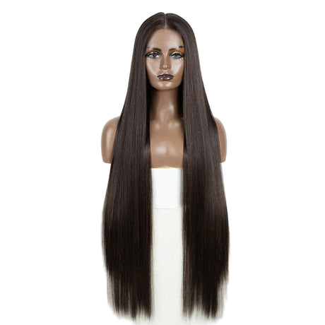 Brown Long Cosplay Lace Wigs 38 Inch Synthetic Lace Front Wigs