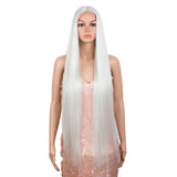 White Long Cosplay Lace Wigs 38 Inch Synthetic Lace Front Wigs
