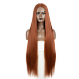Orange Long Cosplay Lace Wigs 38 Inch Synthetic Lace Front Wigs