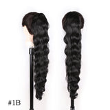 Black Long Curly Drawstring Ponytail Synthetic 