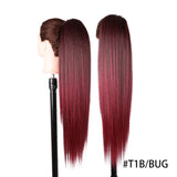 Red Long Curly Drawstring Ponytail Synthetic 