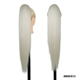 White Long Curly Drawstring Ponytail Synthetic 