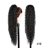 Black Long Curly Drawstring Ponytail Synthetic 