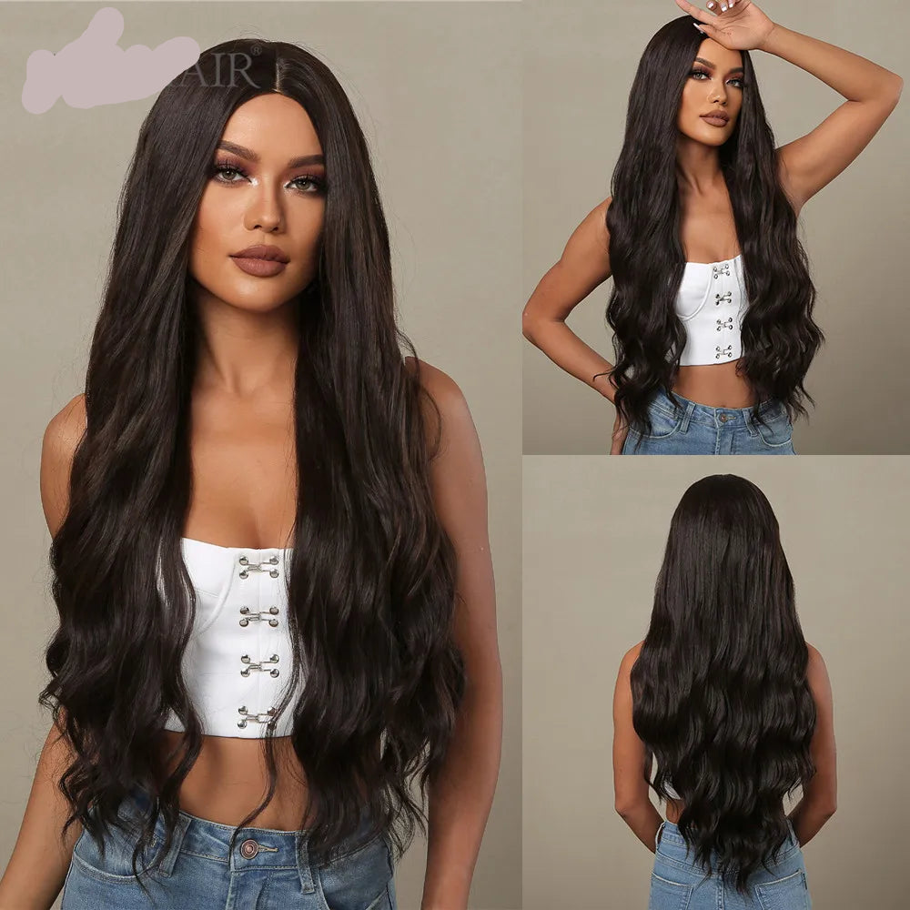 Long Curly Wave Synthetic Wigs Wigs with Bangs